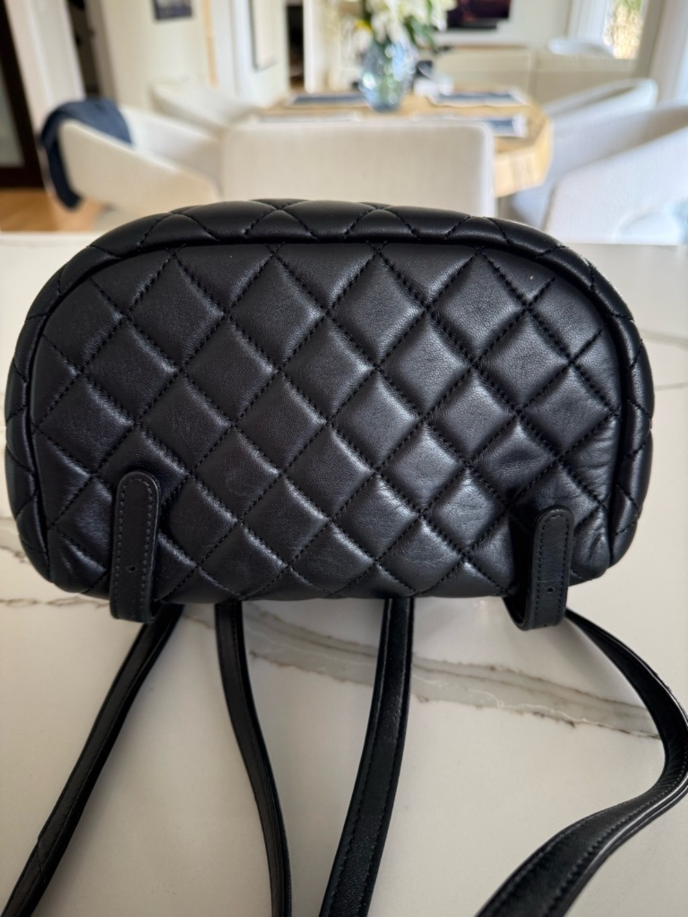 CHANEL Black Quilted Lambskin Backpack with Gold Chain - Picture 3 of 11